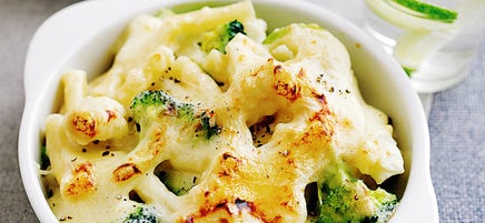 Gratin de pâtes au brocoli et chou-fleur