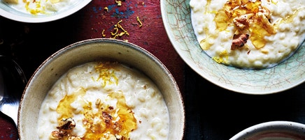 Rice pudding with honey & walnuts