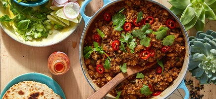 Cauliflower, white bean, and hominy chili