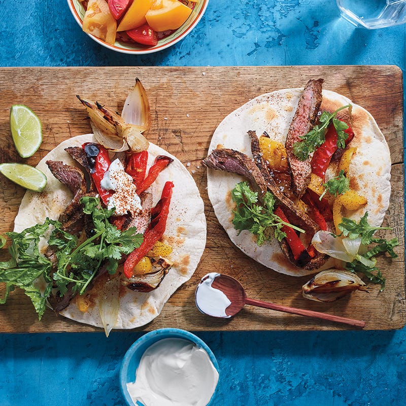 Skirt steak fajitas with sweet onion