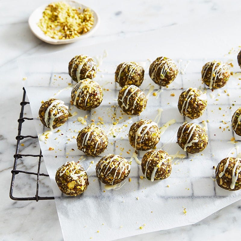 Anna’s lemon and pistachio matcha bliss balls