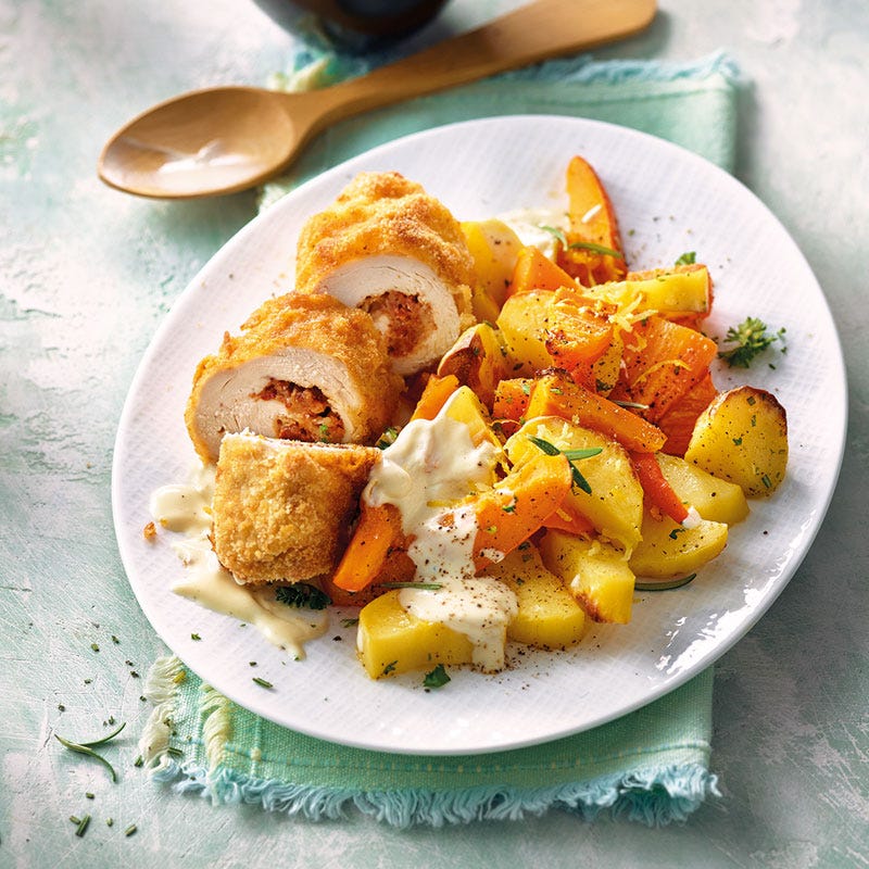 Chicken Rolls mit Ofengemüse