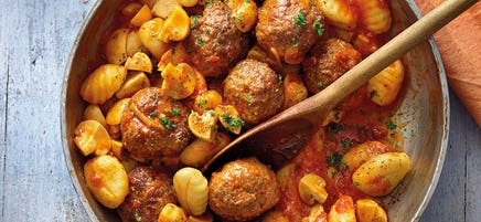 Boulettes de viande maison et gnocchis