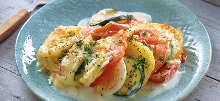 Gratin de pommes de terre tomate/courgette