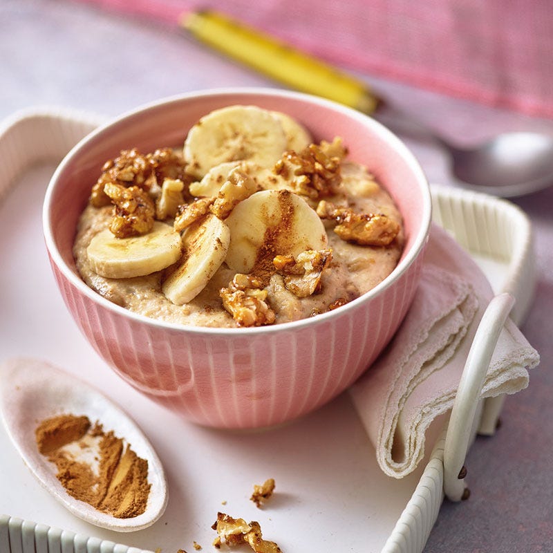 Bananenporridge mit karamellisierter Baumnuss / Bananenporridge mit karamellisierter Walnuss