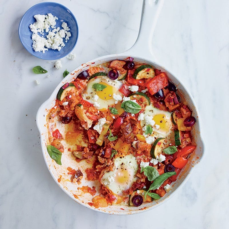 One pan ratatouille with eggs