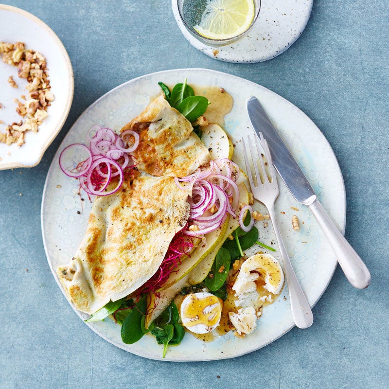 Omelette mit Birne und Ziegenkäse