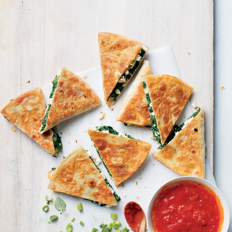 Spanakopita quesadillas