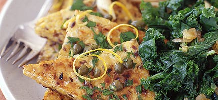 Piccata de tempeh au chou frisé et spaghetti de blé entier
