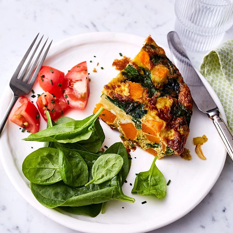 Pumpkin and spinach frittata