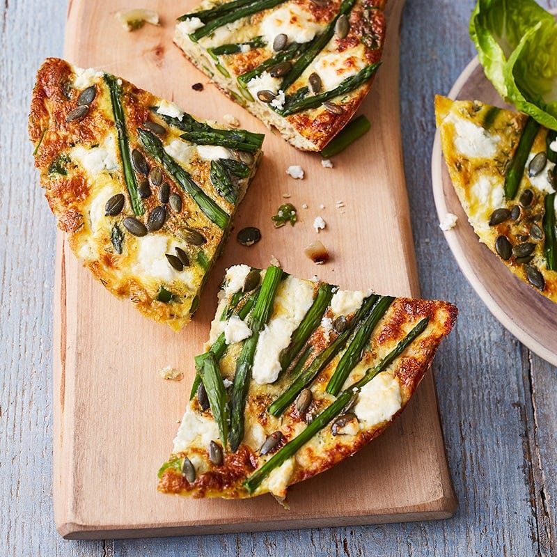 Goat's cheese and asparagus frittata