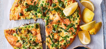Salmon, pea and lemon frittata