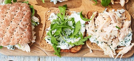 Chicken, rocket and creamy chives sandwich