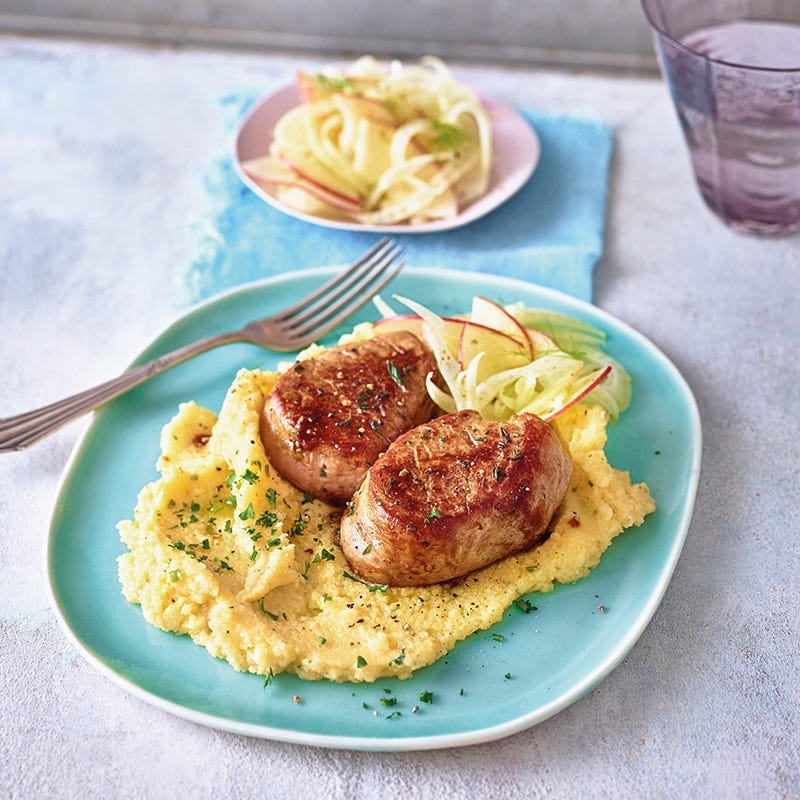 Photo de Médaillons de porc, polenta et salade de pommes/fenouil prise par WW