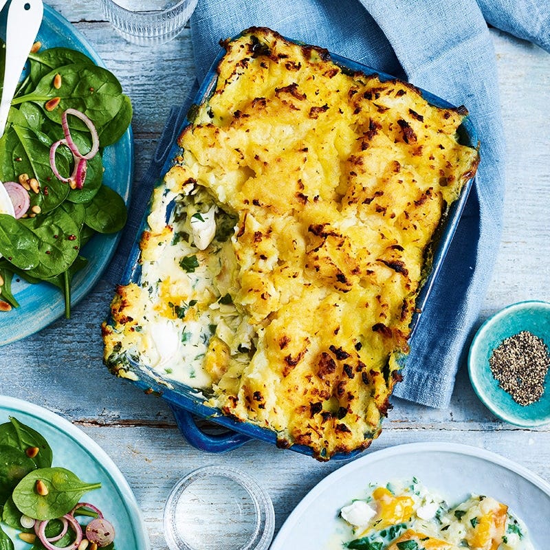 Celeriac topped fish pie