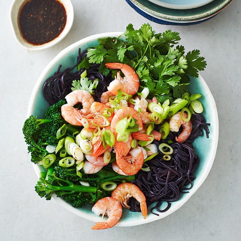 Prawn, broccolini and rice noodle salad