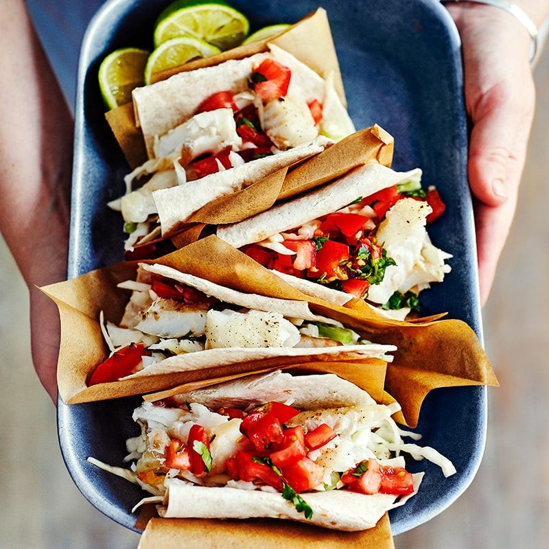 Fish tacos with salsa