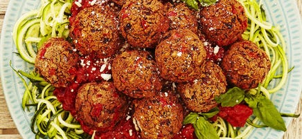 Veggie meatballs and zucchini zoodles