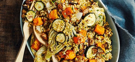 Roast vegetable and freekeh salad
