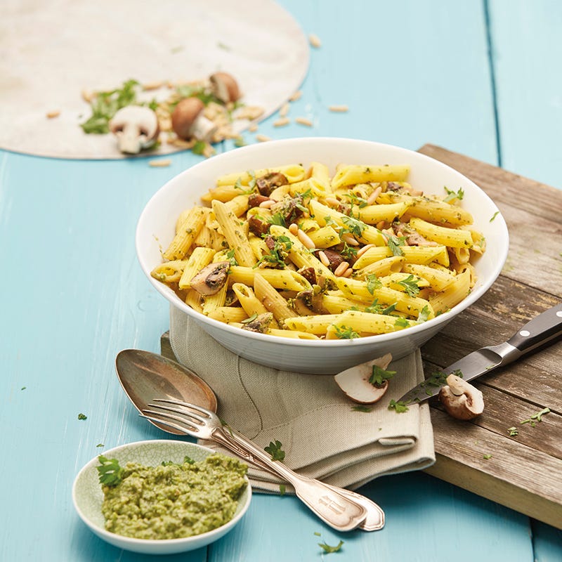 Foto van Pasta met champignons en erwtenpesto door WW