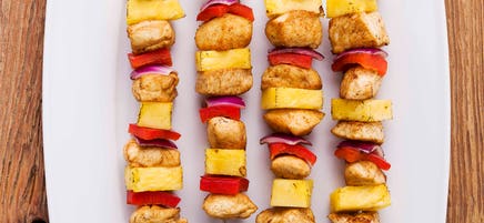 Smoky curry-glazed chicken skewers