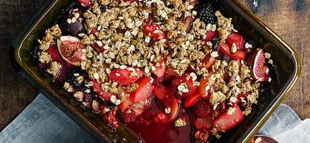 Poached fruit crumble