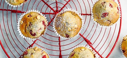 White chocolate and raspberry muffins