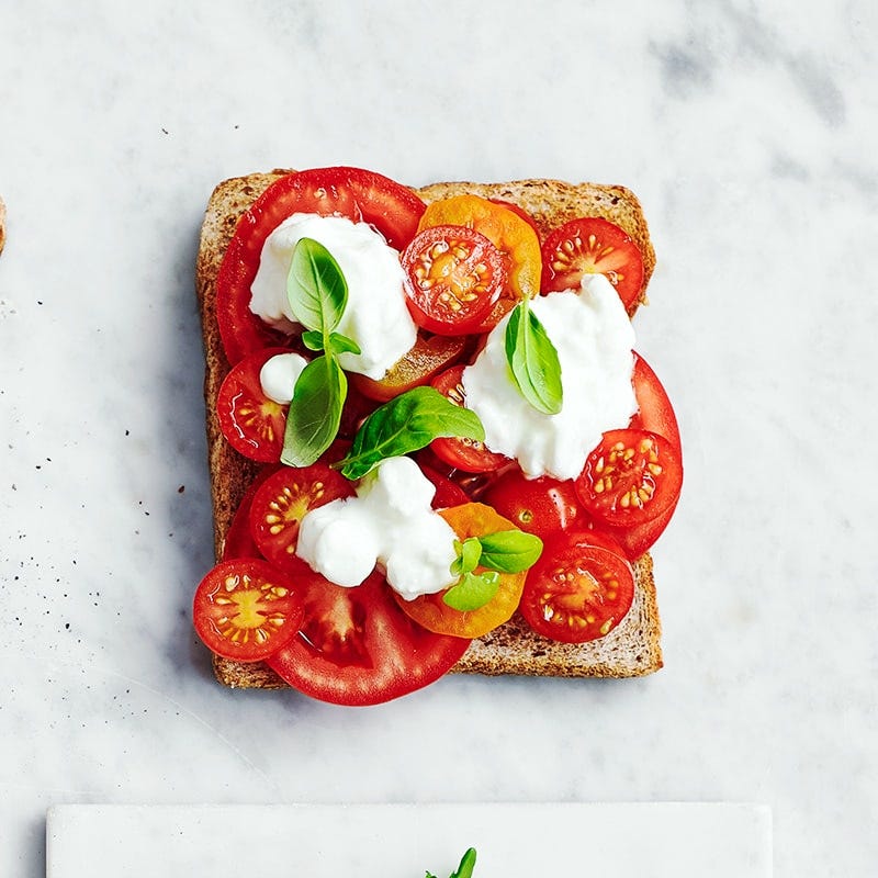Photo of Cottage cheese, tomato and basil toast topper by WW