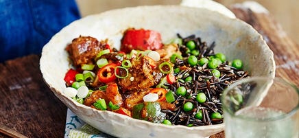 Peanut pork with wild rice