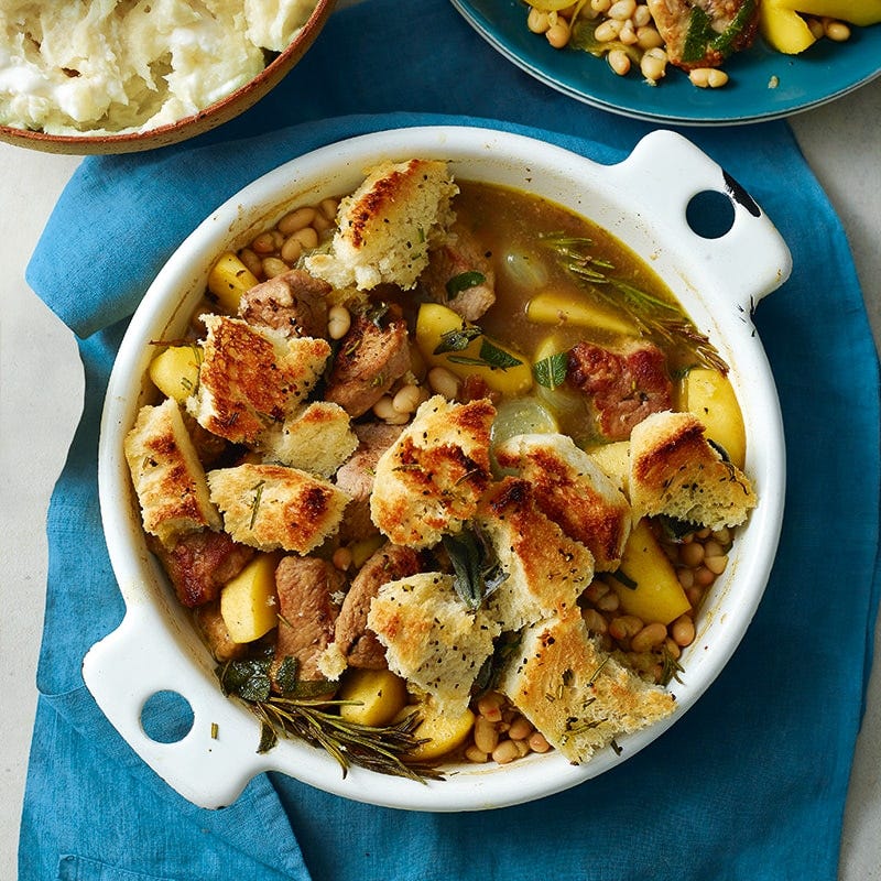 Pork, apple and white bean stew