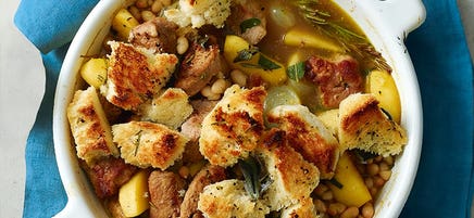Pork, apple and white bean stew