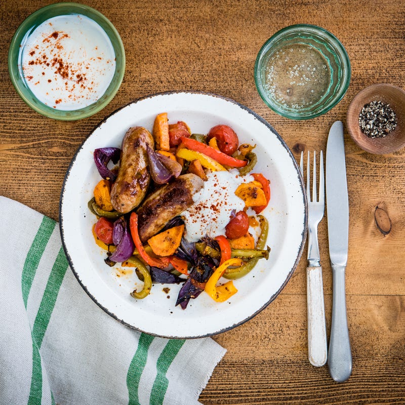 Photo of Sweet potato & sausage traybake by WW