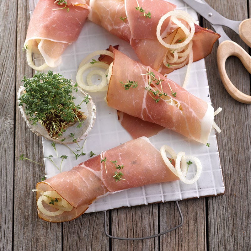 Gefüllte Schinkenröllchen