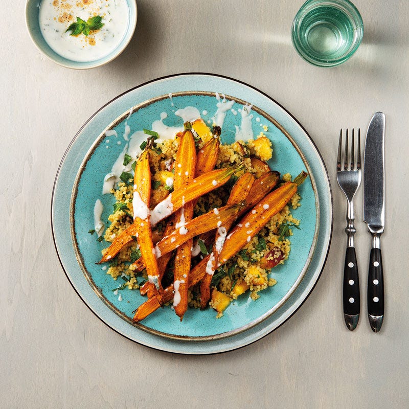 Orangen-Couscous mit Ras-el-Hanout-Möhrchen