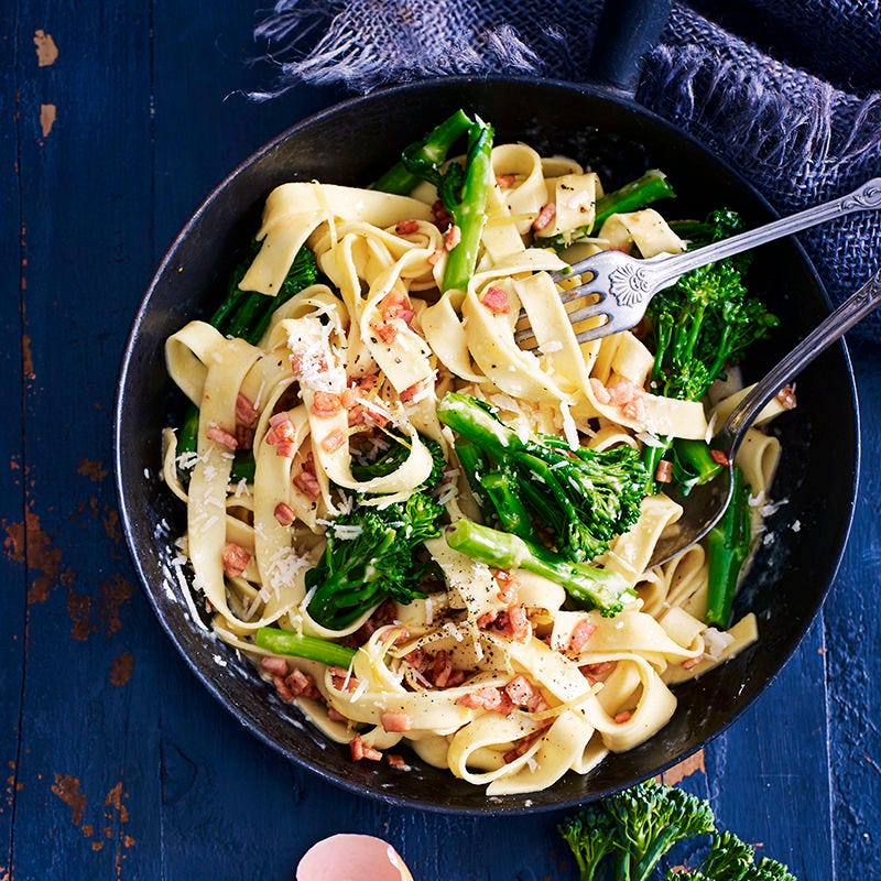 Photo of Fettucine carbonara with lemon broccoli by WW