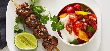 Grilled Mexican Meatball Skewer with Chunky Salsa