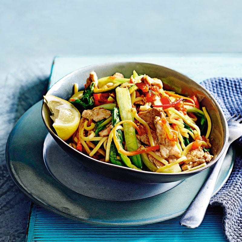 Bratnudeln Malaysia mit Schweinefleisch