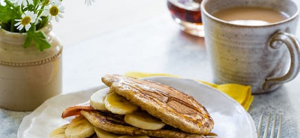 Pancakes with bacon & bananas