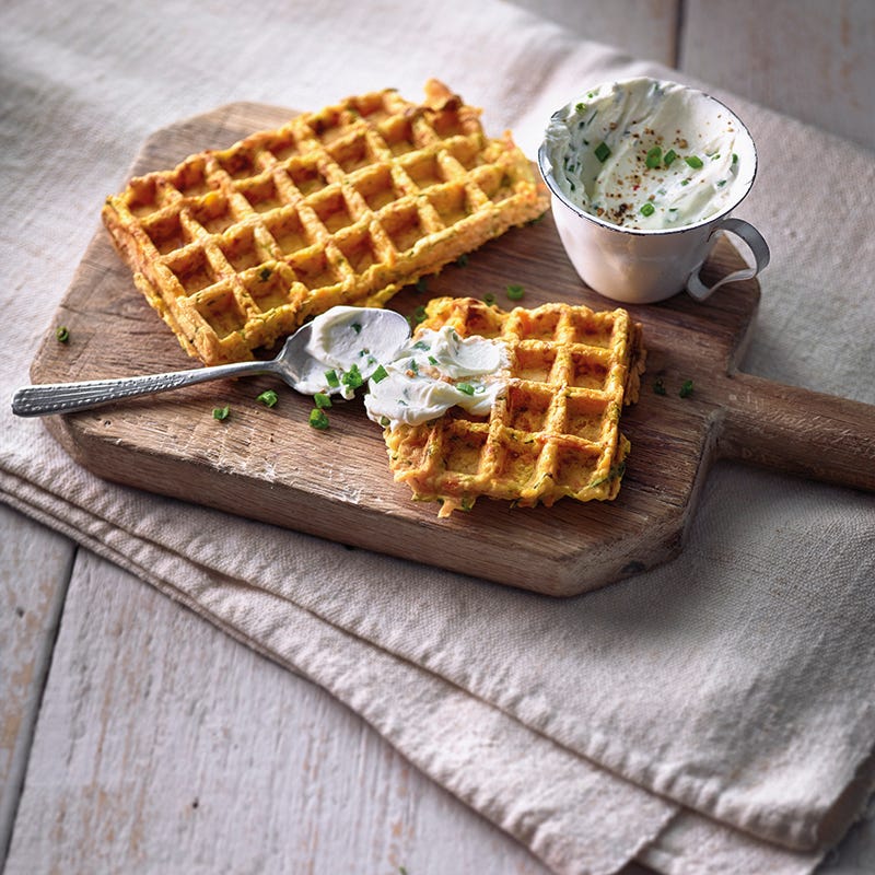 Groentewafels met bieslookkwark/-plattekaas