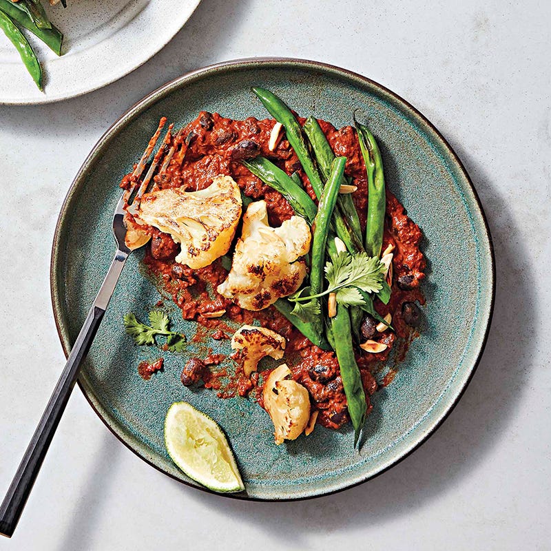 Black bean mole with roasted vegetables