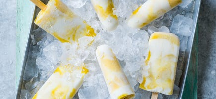 Mango, lime & yogurt ice lollies