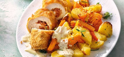 Chicken Rolls mit Ofengemüse