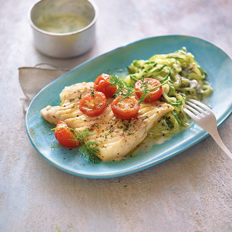 Schelvis met komkommer