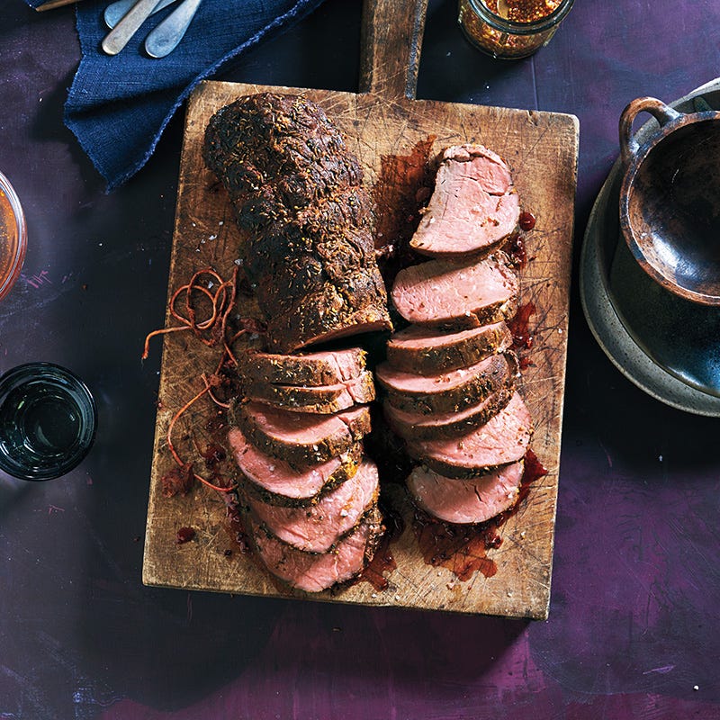 Pastrami-style slow-roasted beef tenderloin