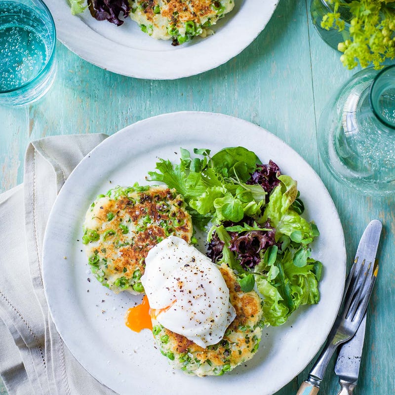 Photo of Pea & potato fritters with poached eggs by WW