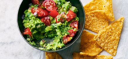 Pea Guacamole with Tortilla Chips