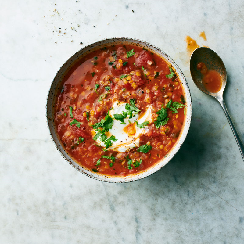 Red lentil soup with coriander & cumin