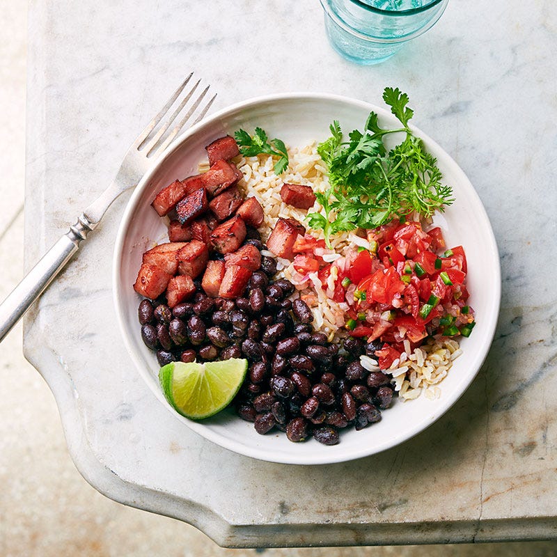 Ham, salsa, & black bean bowl