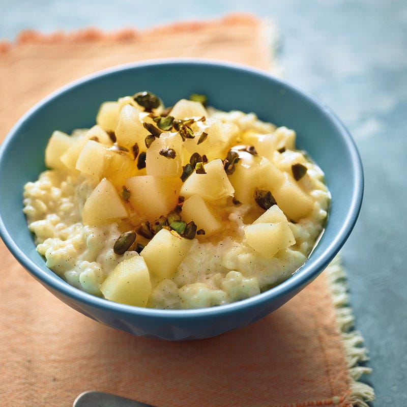 Milchreis mit Vanillebirnen und Pistazien