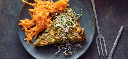 Sojabohnen-Frittata mit Spinat